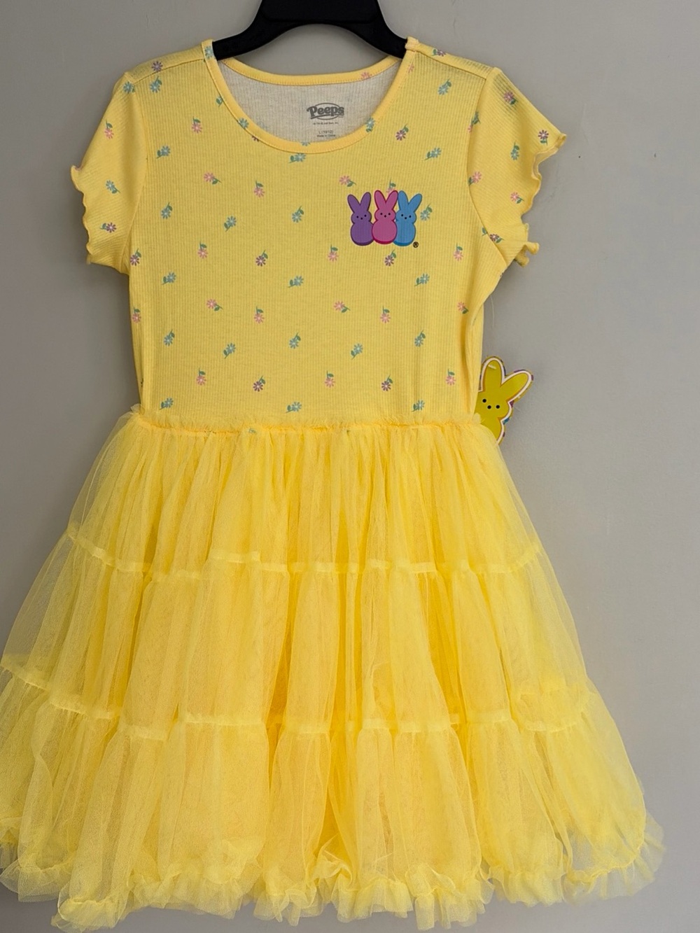 Peeps New! Yellow Tulle Tiered Girls Dress size 6-7